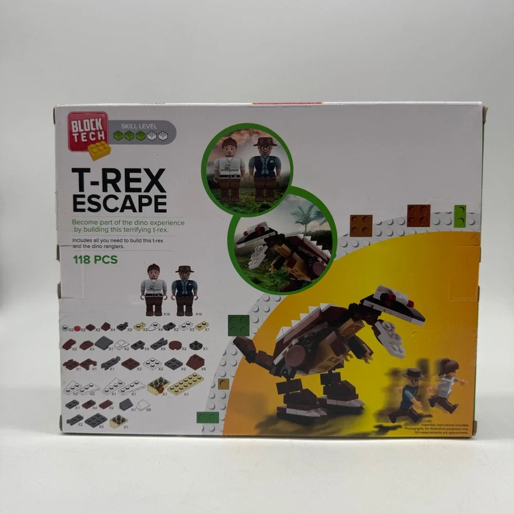 Block Tech T-Rex Escape 118 Pieces Dinosaur Building Set with 2 Figures
